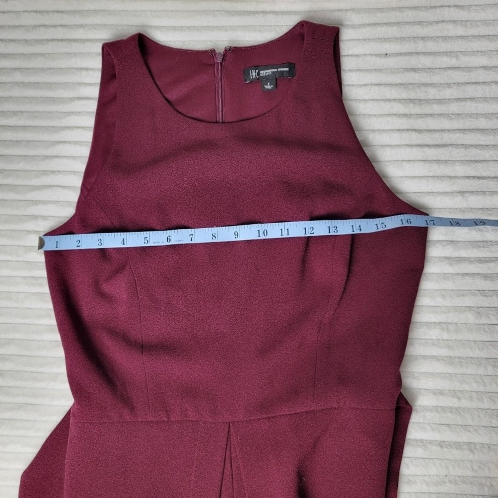INC Jumpsuit Size 6 Sleeveless Maroon Tie Front Back Zip One Piece Pantsuit Luxe - Picture 8 of 8